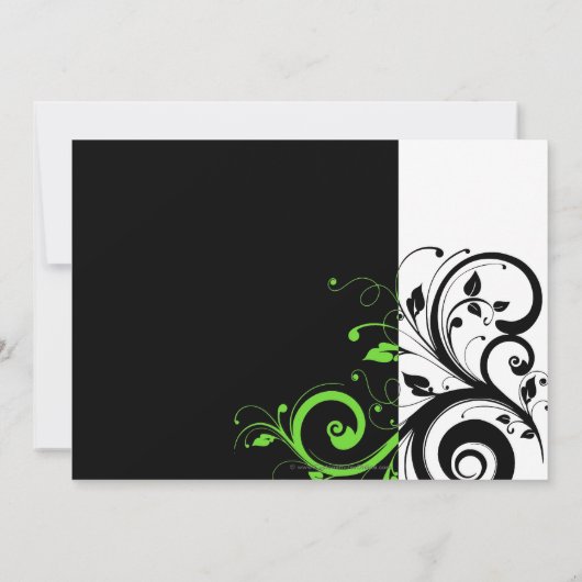 Zwart/wit/lime groen vet werveling bruiloft kaart (Achterkant)