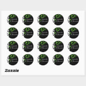 Zwart/wit/lime groen vet werveling bruiloft ronde sticker (Vel)