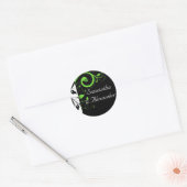 Zwart/wit/lime groen vet werveling bruiloft ronde sticker (Envelop)