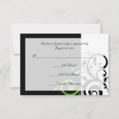 Zwart/wit/lime groen vet werveling bruiloft RSVP kaartje (Achterkant)