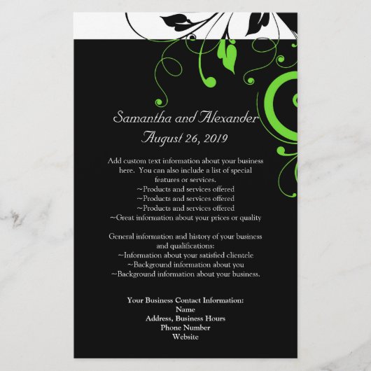 Zwart/Wit/Lime Groen Vette Spiraal Programma Flyer (Voorkant)