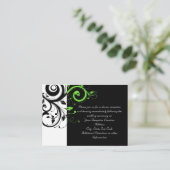 Zwart/wit/lime groen werveling bruiloft invoegen K Informatiekaartje (Staand voorkant)
