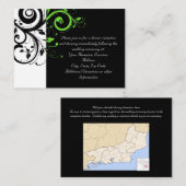 Zwart/wit/lime groen werveling bruiloft invoegen K Informatiekaartje (Voorkant / Achterkant)