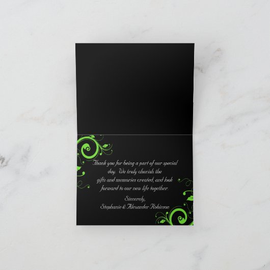 Zwart/Wit/Limegroene Vetgedrukte Draaiing Bedankt (Binnen)