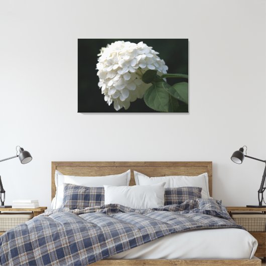 Zwart Wit Limoen Hydrangea Bloemdoek Canvas Afdruk (Insitu (Slaapkamer))