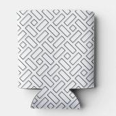 Zwart-wit Lineair Blok Patroon - Wit Blikjeskoeler (Achterkant)