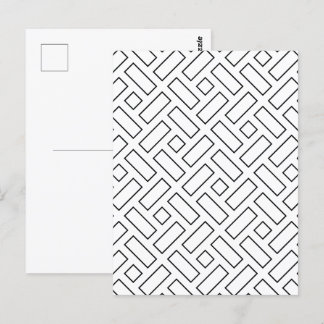 Zwart-wit Lineair Blok Patroon - Wit Briefkaart