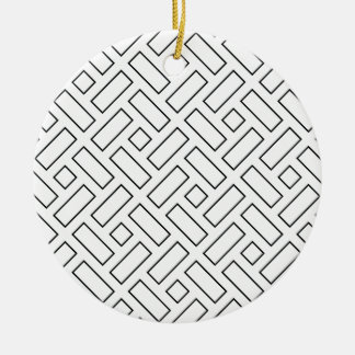 Zwart-wit Lineair Blok Patroon - Wit Keramisch Ornament