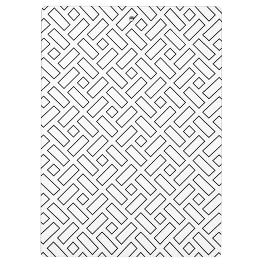 Zwart-wit Lineair Blok Patroon - Wit Klembord (Achterkant)