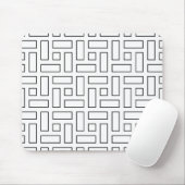 Zwart-wit Lineair Blok Patroon - Wit Muismat (Met muis)