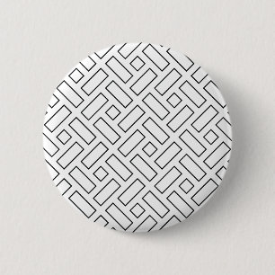 Zwart-wit Lineair Blok Patroon - Wit Ronde Button 5,7 Cm