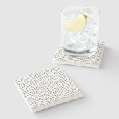 Zwart-wit Lineair Blok Patroon - Wit Stenen Onderzetter (Zijkant)