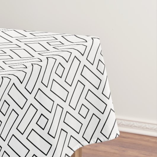 Zwart-wit Lineair Blok Patroon - Wit Tafelkleed (Voorbeeld)