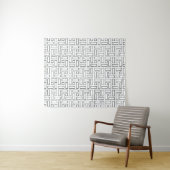 Zwart-wit Lineair Blok Patroon - Wit Wandkleed (In Situ (horizontaal))