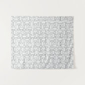 Zwart-wit Lineair Blok Patroon - Wit Wandkleed (Voorkant (horizontaal))