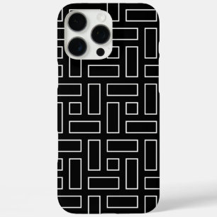 Zwart-wit lineair blokpatroon - Zwart iPhone 16 Pro Max Hoesje