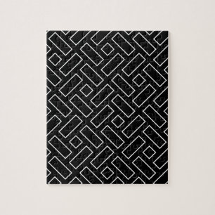 Zwart-wit lineair blokpatroon - Zwart Legpuzzel