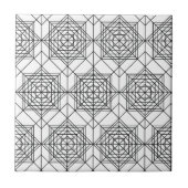  zwart-wit lineair patroon - wit tegeltje (Voorkant)