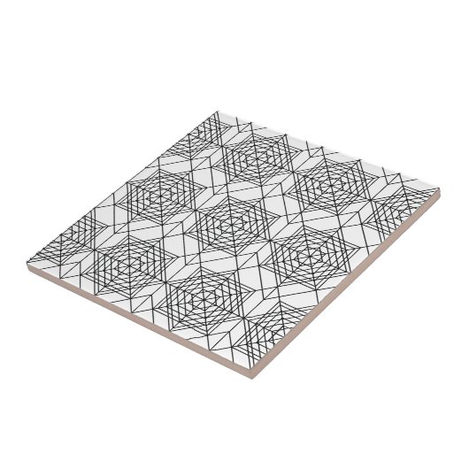  zwart-wit lineair patroon - wit tegeltje (Zijkant)