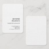 Zwart wit linnen minimalistische moderne vlakte visitekaartje (Voorkant / Achterkant)