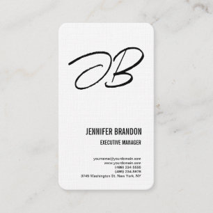 Zwart Wit Linnen Monogram Minimalistische Moderne  Visitekaartje