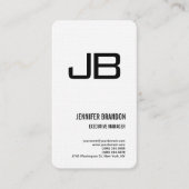 Zwart Wit Linnen Monogram Minimalistische Moderne Visitekaartje (Voorkant)