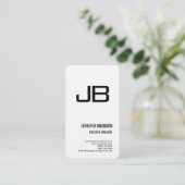 Zwart Wit Linnen Monogram Minimalistische Moderne  Visitekaartje (Staand voorkant)