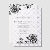 Zwart Wit Linocut Zonnebloem Huwelijk Vellum Uitnodigingen (Offset (Uitnodiging))