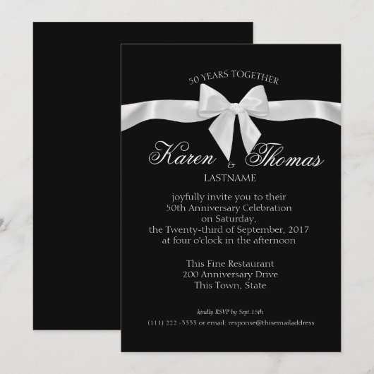 Zwart-wit lint 50ste Jubileum Kaart (Voorkant / Achterkant)