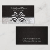 Zwart Wit Lint / Damast / Bokeh Visitekaartje (Voorkant / Achterkant)