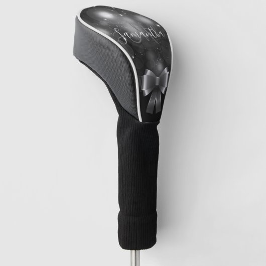Zwart-wit lint golfheadcover (Schuin)