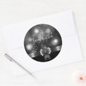 Zwart-wit lint ronde sticker (Envelop)