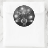 Zwart-wit lint ronde sticker (Tas)