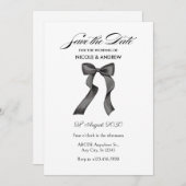 Zwart-wit lint trouw  save the date (Voorkant / Achterkant)