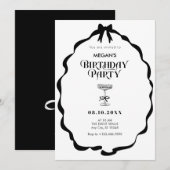 Zwart-wit lint verjaardagsfeestje kaart (Voorkant / Achterkant)