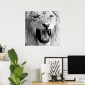 Zwart-wit Lion Art Poster (Thuiskantoor)