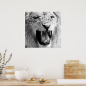 Zwart-wit Lion Art Poster (Keuken)
