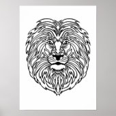 Zwart-wit lion Poster afdrukken, 13 x 19 inch (Voorkant)