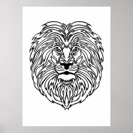 Zwart-wit lion Poster afdrukken, 13 x 19 inch