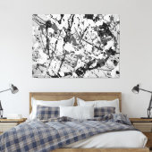 ZWART-WIT LIV - Action schilderij -Abstract- Canvas Afdruk (Insitu (Slaapkamer))