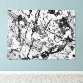 ZWART-WIT LIV - Action schilderij -Abstract- Canvas Afdruk (Insitu (Houten vloer))
