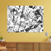 ZWART-WIT LIV - Action schilderij -Abstract- Canvas Afdruk (Insitu (Woonkamer))