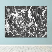 ZWART-WIT LIX - Actie schilderen -Abstract- Canvas Afdruk (Insitu (Houten vloer))