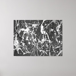 ZWART-WIT LIX - Actie schilderen -Abstract- Canvas Afdruk