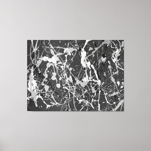 ZWART-WIT LIX - Actie schilderen -Abstract- Canvas Afdruk