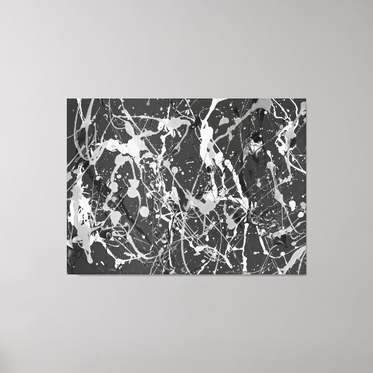 ZWART-WIT LIX - Actie schilderen -Abstract- Canvas Afdruk (Voorkant)