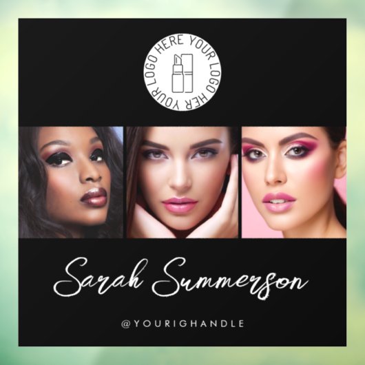 Zwart Wit Logo 3 Foto Make-up Studio Raamsticker (Vel 3)