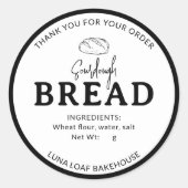 Zwart Wit Logo Bakkerij Zuurdesembrood Sticker (Voorkant)