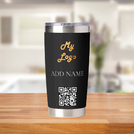 Zwart wit logo bedrijf geïsoleerde drinkbeker