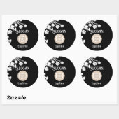 Zwart Wit Logo & Bloemen Favoriet Ronde Sticker (Vel)